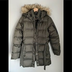 Gap Kids sage green puffer hooded jacket